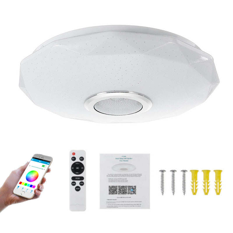 Bluetooth music ceiling lamp speaker led round bedroom lamp 30cmLED colorful lamp cross-border source manufacturer new style