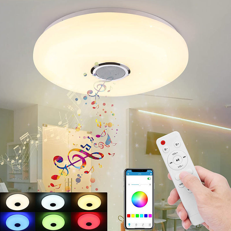 Bluetooth music ceiling lamp speaker led round bedroom lamp 30cmLED colorful lamp cross-border source manufacturer new style