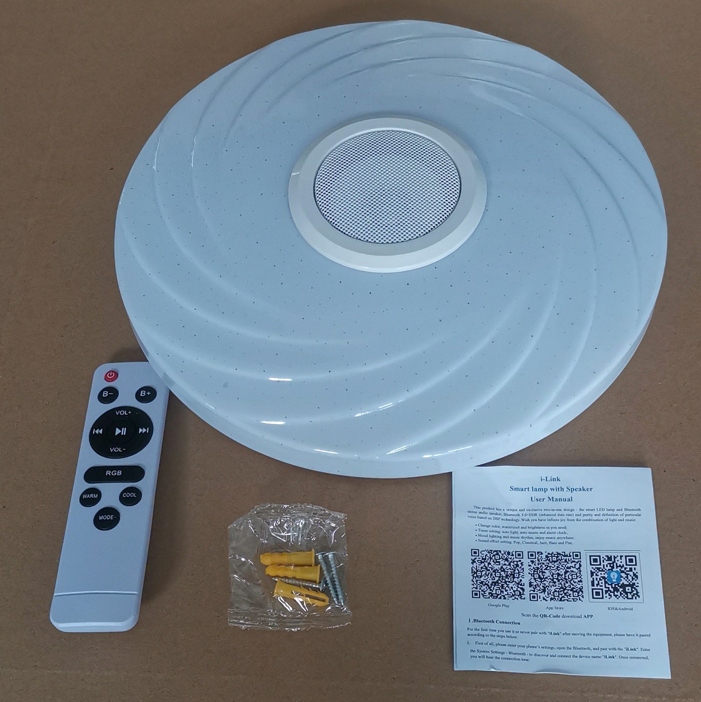 Bluetooth music ceiling lamp speaker led round bedroom lamp 30cmLED colorful lamp cross-border source manufacturer new style